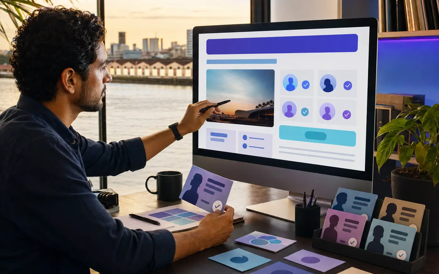 Redator estruturando mensagem, provas e chamada para ação de uma landing page