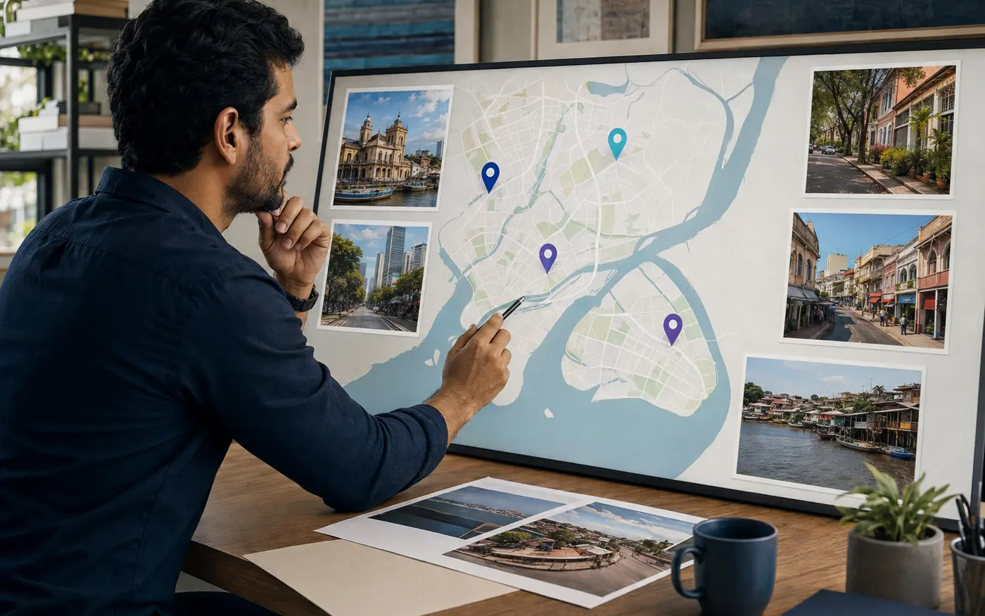 Especialista analisando áreas e bairros de Belém para SEO local