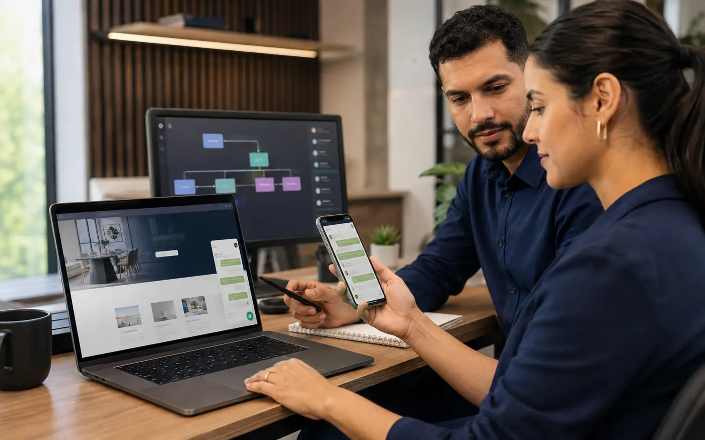 Equipe atendendo conversas qualificadas iniciadas pelo site