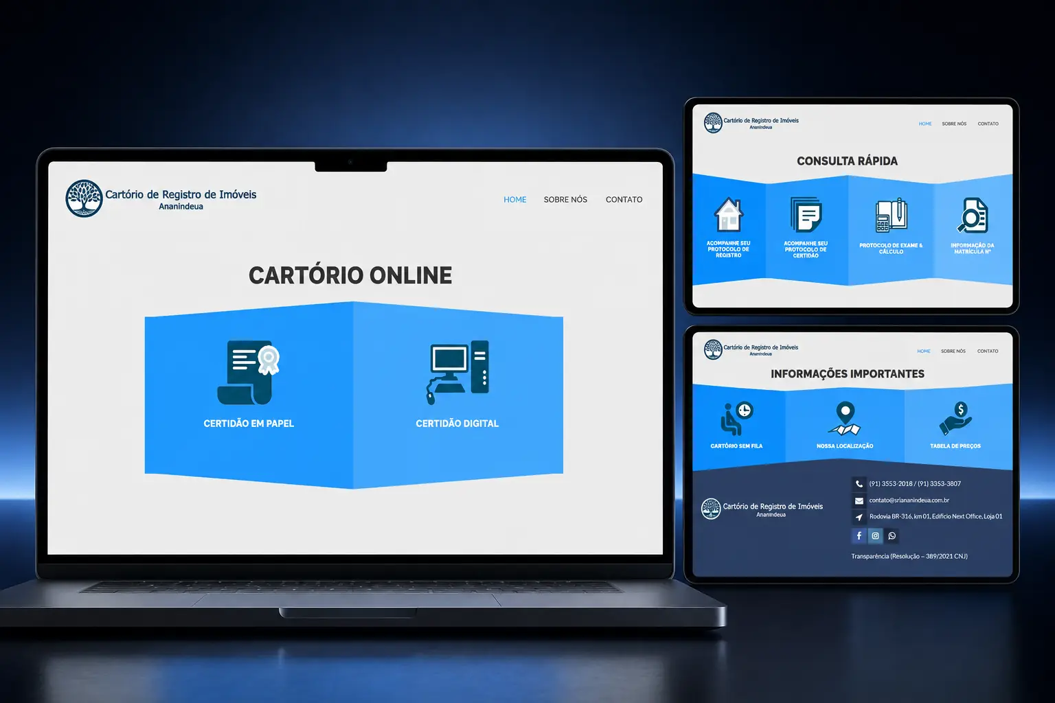 Apresentação do site Cartório de Ananindeua