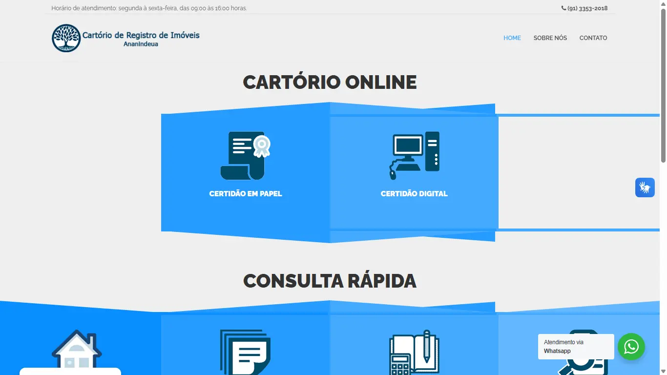 Portal responsivo do Cartório de Registro de Imóveis de Ananindeua