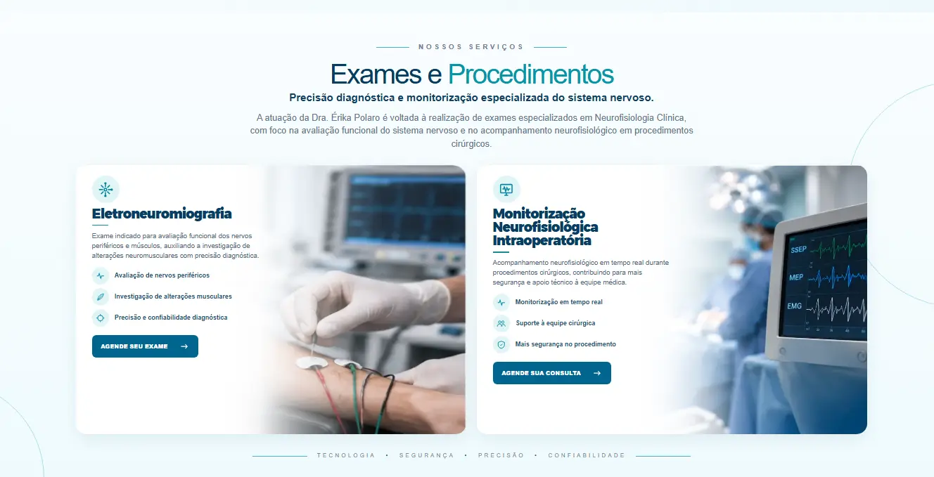 Exames de eletroneuromiografia e monitorização neurofisiológica no site da Dra. Érika Polaro