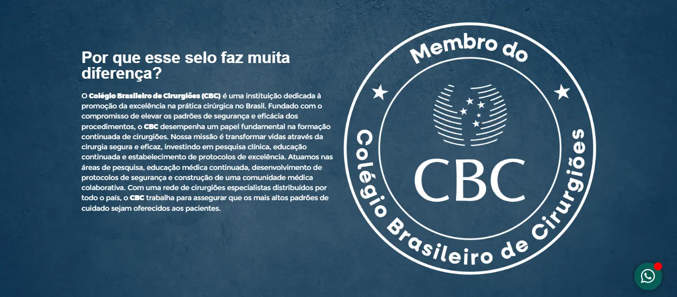 Seção de autoridade com selo de membro do Colégio Brasileiro de Cirurgiões