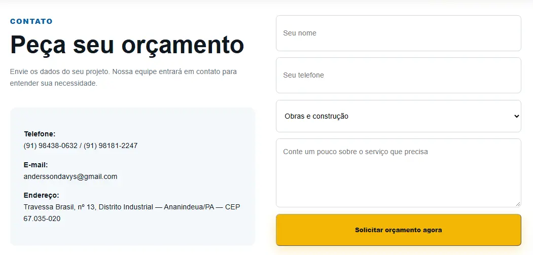 Processo de atendimento e execução apresentado no site da Drycom Engenharia