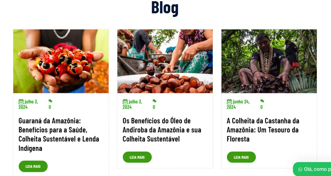 Artigos do blog da Dumato Wild sobre guaraná, andiroba e castanha da Amazônia