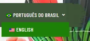 Seletor de idiomas português do Brasil e inglês no site Dumato Wild
