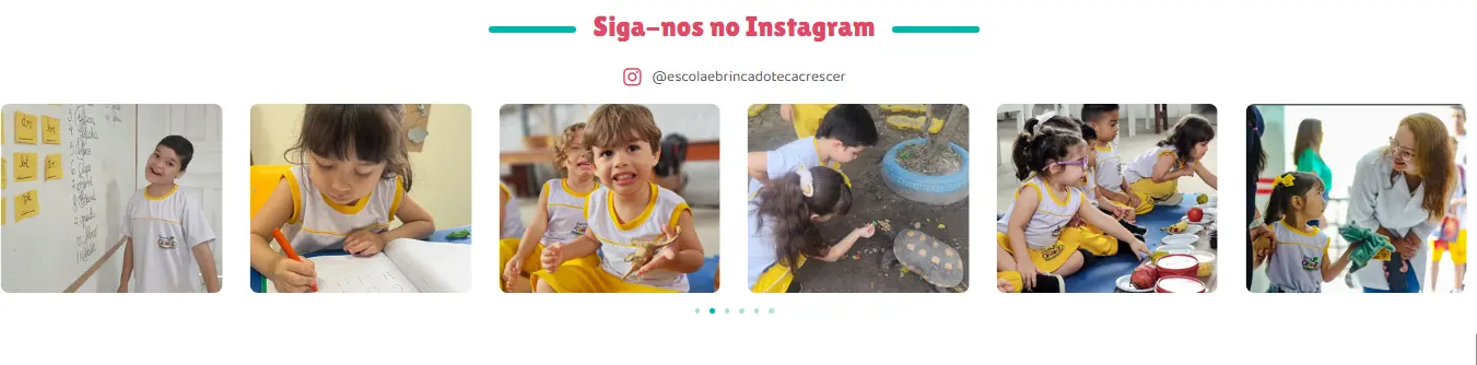 Conteúdos do Instagram integrados ao site da Escola Crescer
