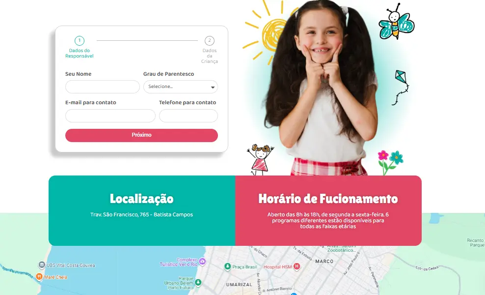 Formulário online de matrícula da Escola e Brinquedoteca Crescer