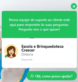 Atendimento online da Escola Crescer pelo WhatsApp