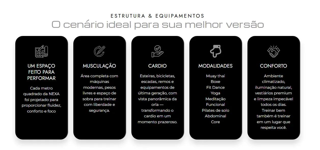 Estrutura, equipamentos e modalidades da Academia Nexa