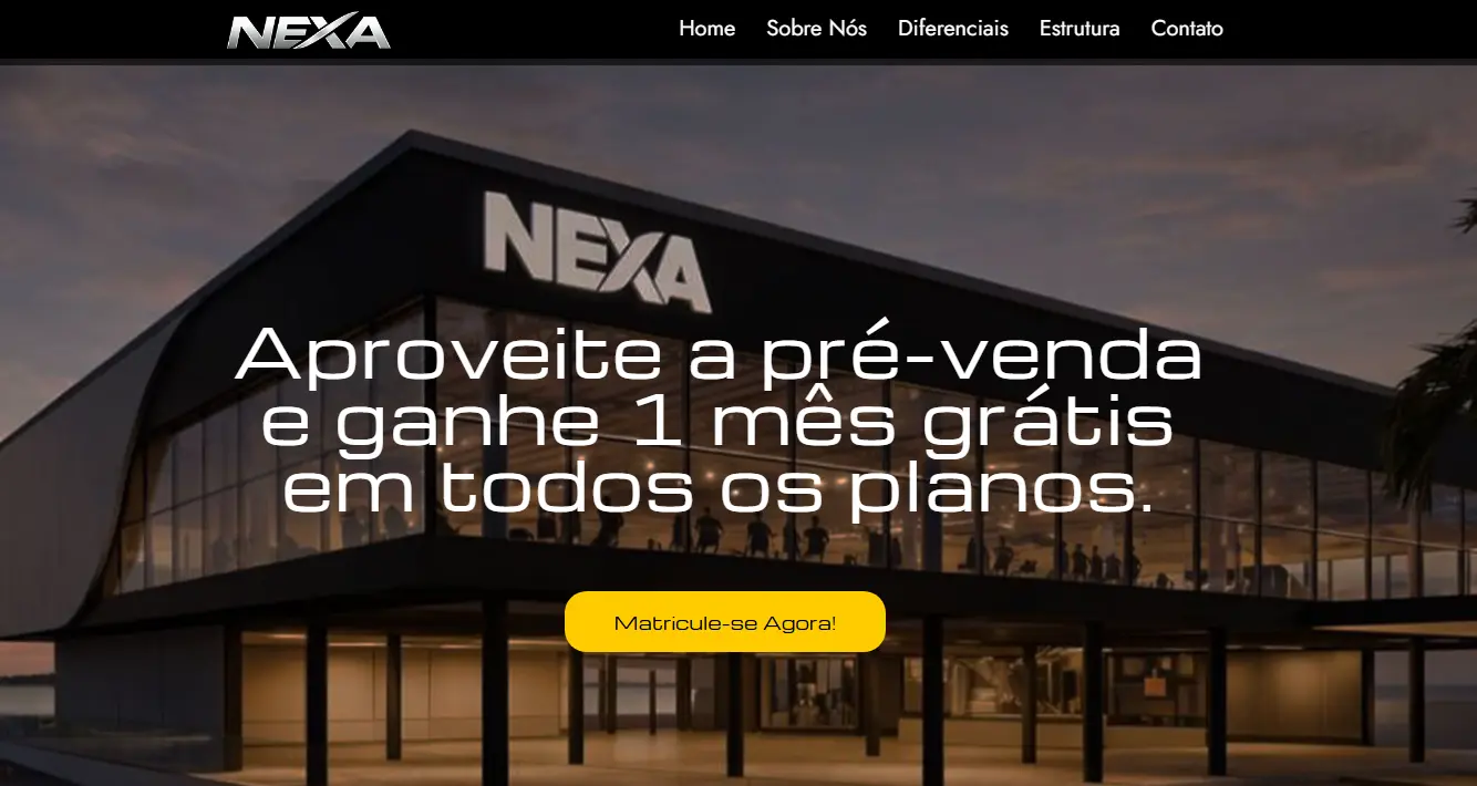 Página inicial da Academia Nexa com chamada para matrícula