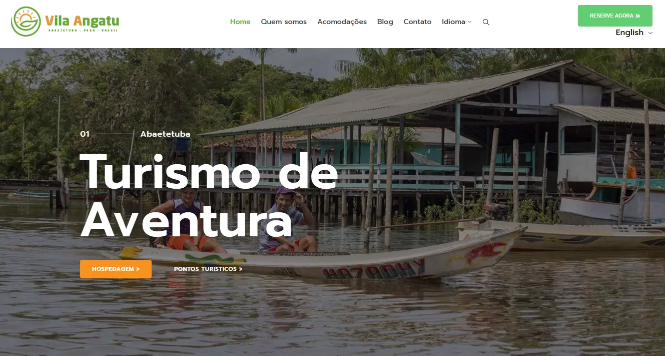 Página inicial do Hotel Vila Angatu com turismo de aventura em Abaetetuba