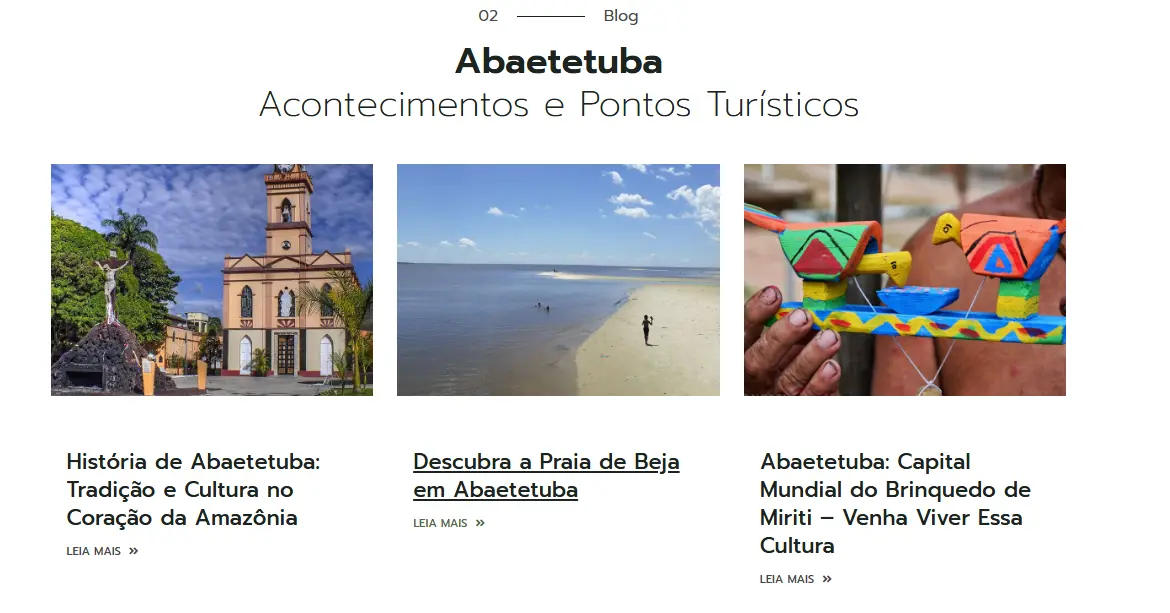 Conteúdos sobre acontecimentos e pontos turísticos de Abaetetuba